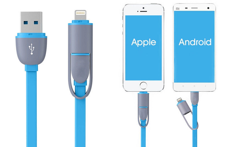 2 -1 καλώδιο μικροϋπολογιστών USB αστραπής για iOS και αρρενωπά τηλέφωνα με το συγχρονισμό δαπανών και στοιχείων